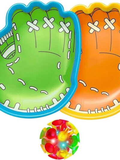 Toss And Catch Ball Set, LED Lighted Summer Throw And Catch Set, Outdoor Activities With Gloves For Adults Teens Youth Girls Kids