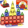 Magnetic Tiles Travel Toys with Storage Case, Portable STEM Building Blocks for 3-8 Year Olds, Toddler Airplane Activities & On-The-Go Birthday Gift for Boys & Girls